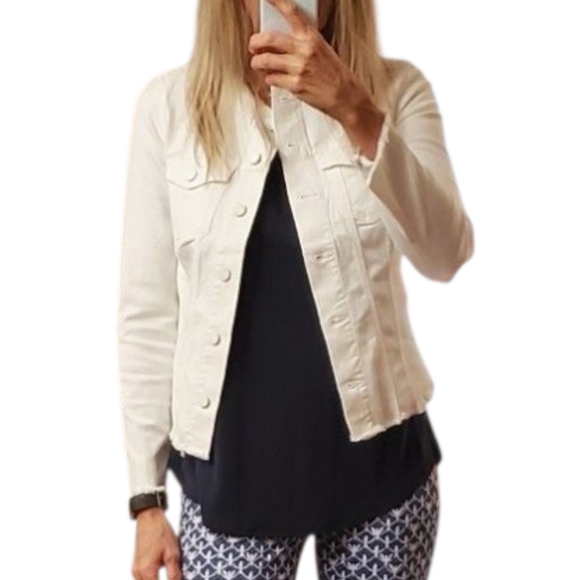 Liverpool Jeans White Frayed Edge Jean Jacket Size XS - Picture 9 of 10